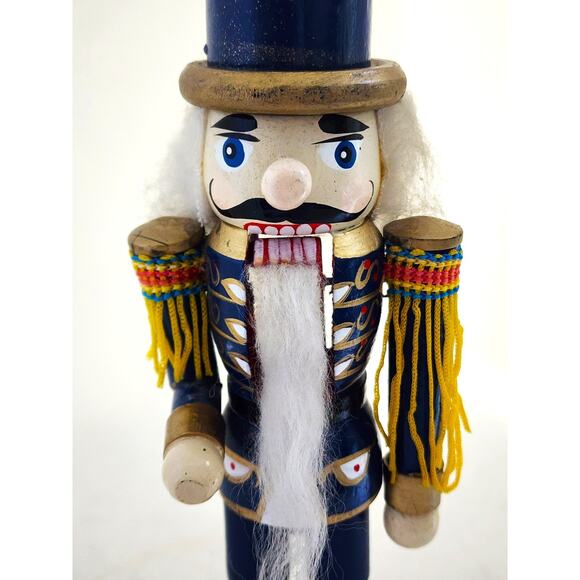 NUTCRACKER-Wooden-Soldier-Blue Uniform-Gold Star Hat-10" Tall-Hand Painted - Picture 9 of 11